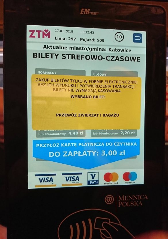 Interfejs urządzenia do kupna biletów
