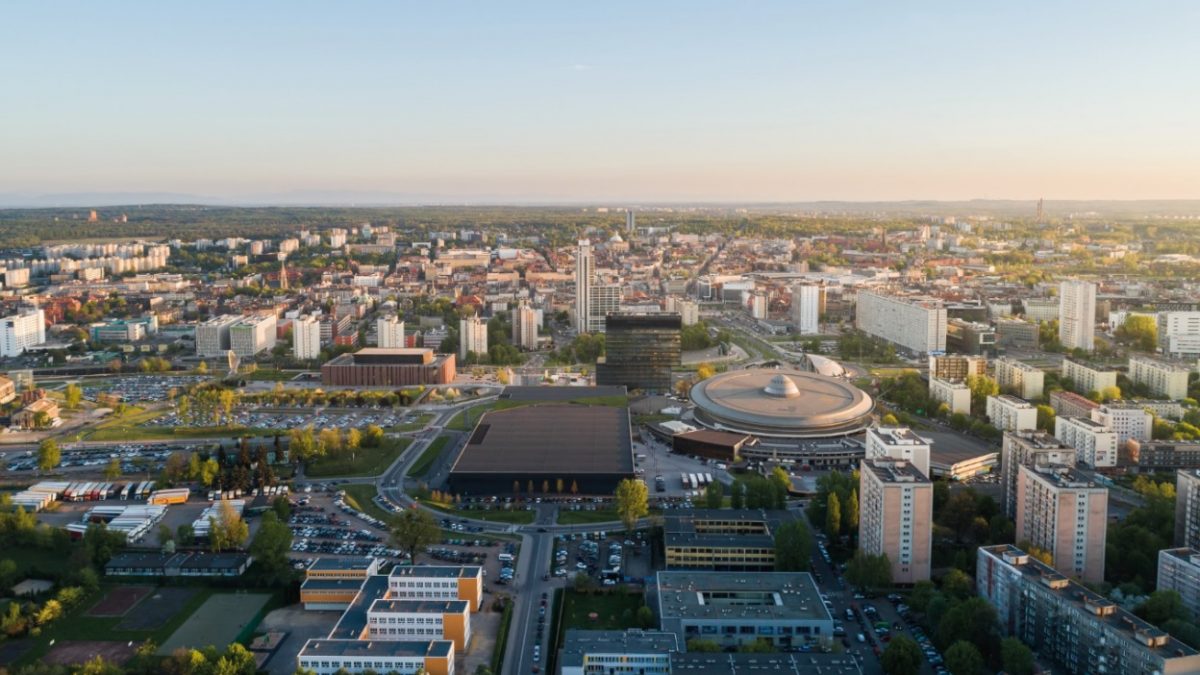 Widok na panoramę Katowic