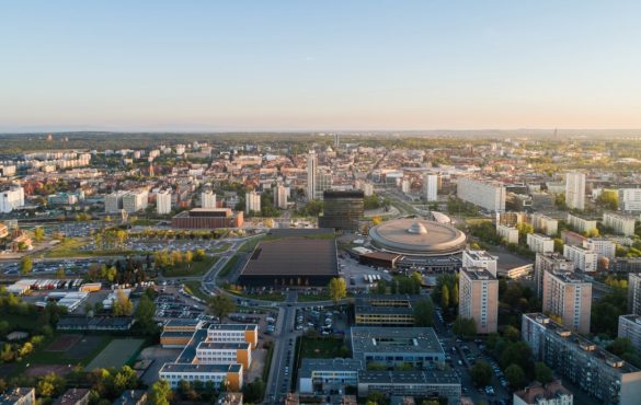 Widok na panoramę Katowic