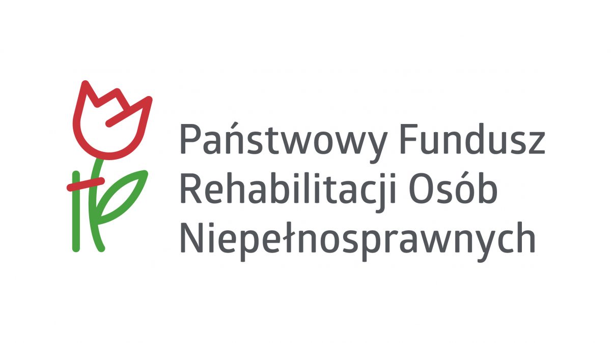 Grafika przedstawiająca kwiat z napisem Państwowy Fundusz Ochrony Rehabilitacji Osób Niepełnosprawnych