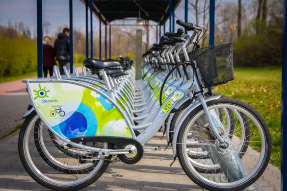 Sosnowieckie rowery miejskie na stacji