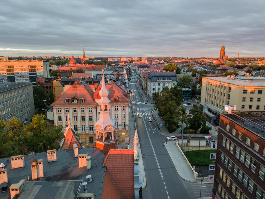 Widok na miasto Gliwice od góry