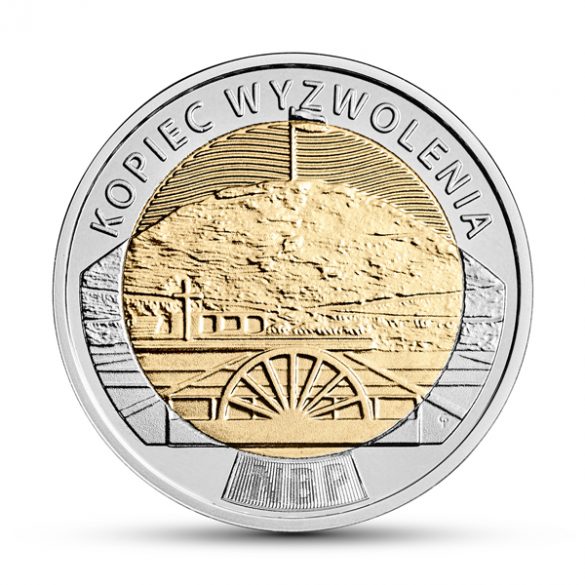 moneta o nominale 5 złotych z wizerunkiem Kopca Wyzwolenia na awersie