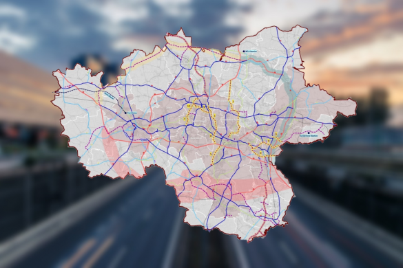 Mapa GZM z siatką dróg