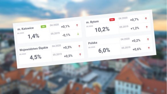statystyki dot. rynku pracy na tle panoramy miasta