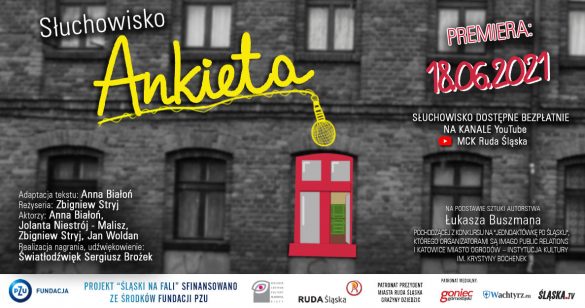Plakat zapowiadający premierę słuchowiska "Ankieta"