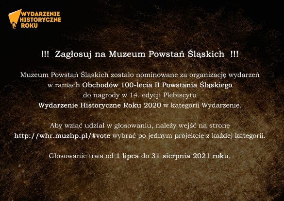 Baner zachęcający do oddania głosu na Muzeum Powstań Śląskich