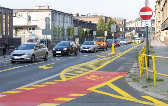 Ulica Miarki po wprowadzeniu nowej organizacji ruchu