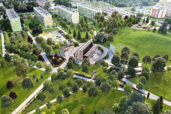 Wizualizacja parku miejskiego przy tężni