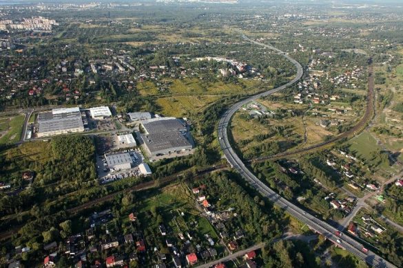 Widok z lotu ptaka na S1 w Sosnowcu
