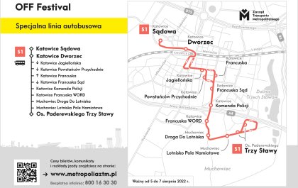 Mapa dojazdu linii specjalnej na OFF Festiwal