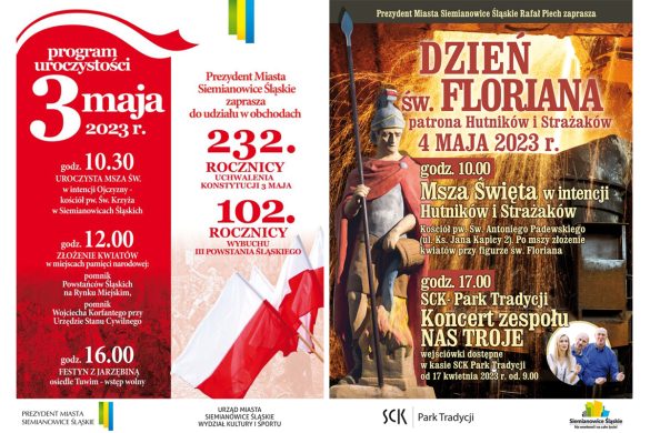 Infografiki związane z uroczystościami 3 i 4 maja.