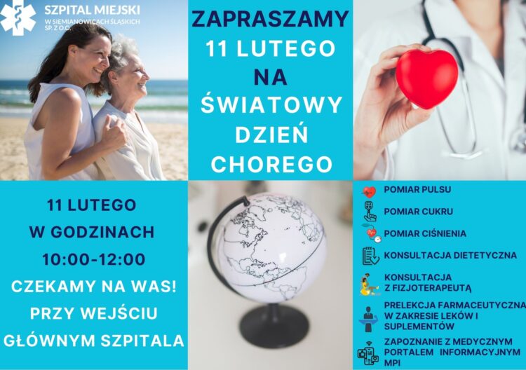 Zaproszenie na Światowy Dzień Chorego, które organizowane jest w Szpitalu Miejskim w Siemianowicach Śląskich sp. z o.o.